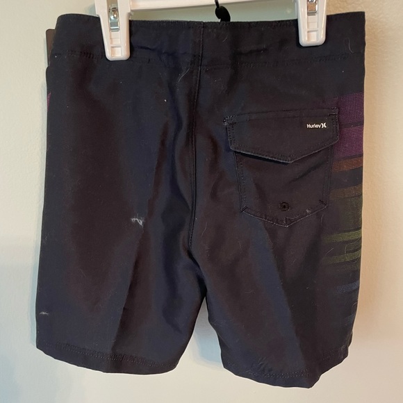 Hurley Size5 Swim Trunk Black with striped front NWT - Picture 2 of 5